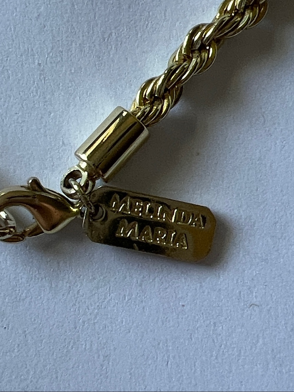 Melinda Maria gold tone rope necklace 18”